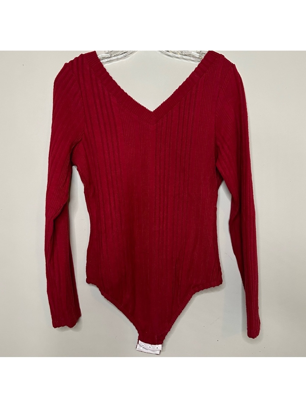 NEW Burgundy red ribbed body suit long sleeve Medium